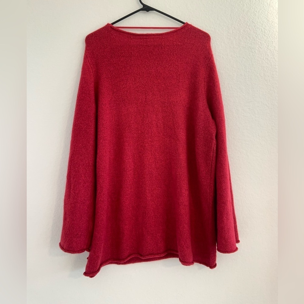 Lane Bryant Fuchsia Pink Lattice Cut Out Long Sleeve Shimmer Sweater NWT - Picture 10 of 15